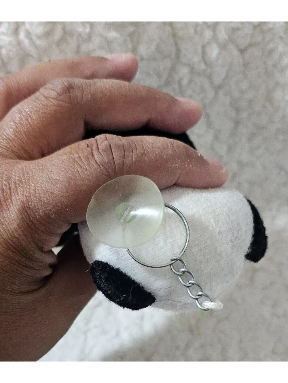Mini Small Panda Bear Plush Keychain With Bamboo Toy Black & White 4